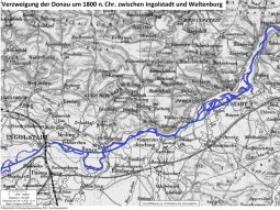 Ursprüngliche Verzweigung der Donau um 1800 (Foto: Bayernatlas – Bearbeitet)