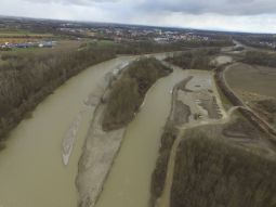 Teilgebiet 5 Kohärenzschwerpunkt Landau - Maßnahme C.1 - C.5: Drohnenbild vom überraschenden Hochwasser im Februar 2020.